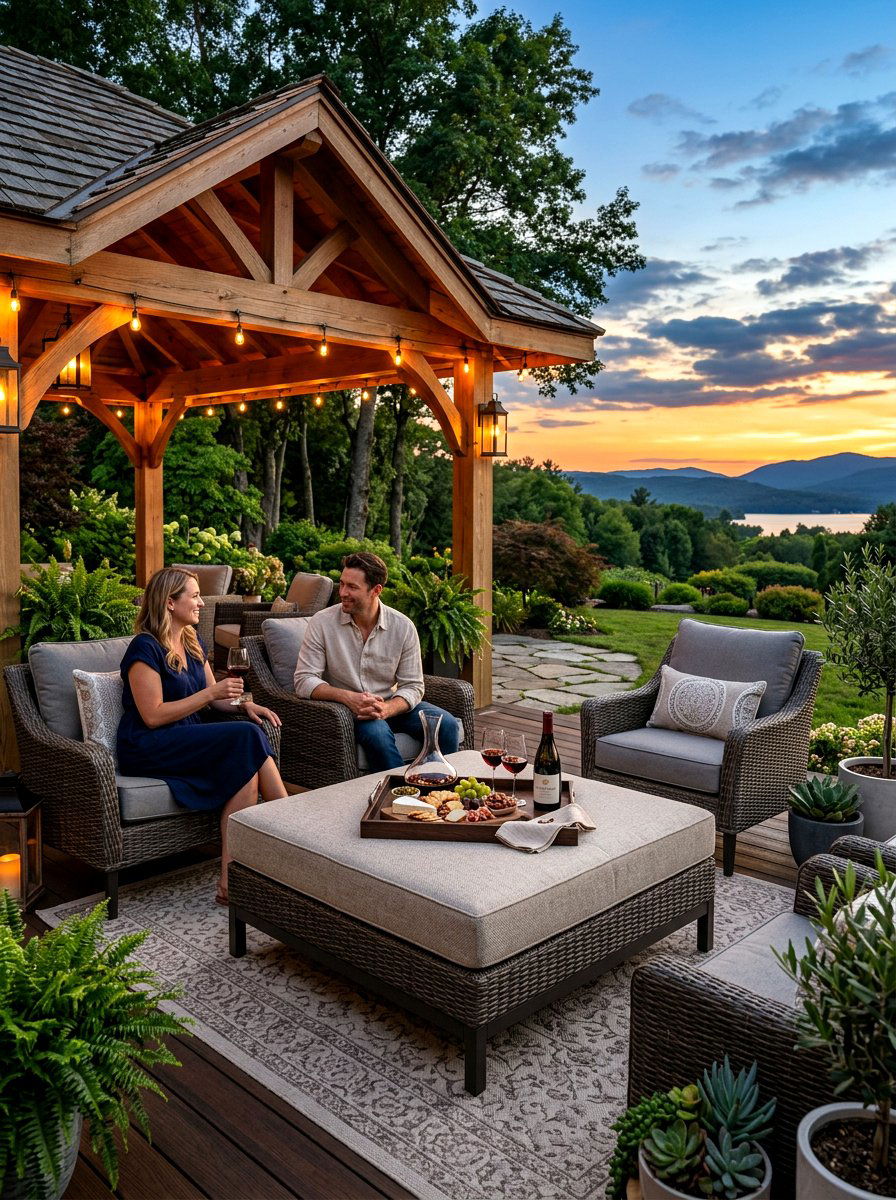Oversized outdoor ottoman - 30 pavilion lounge furniture ideas