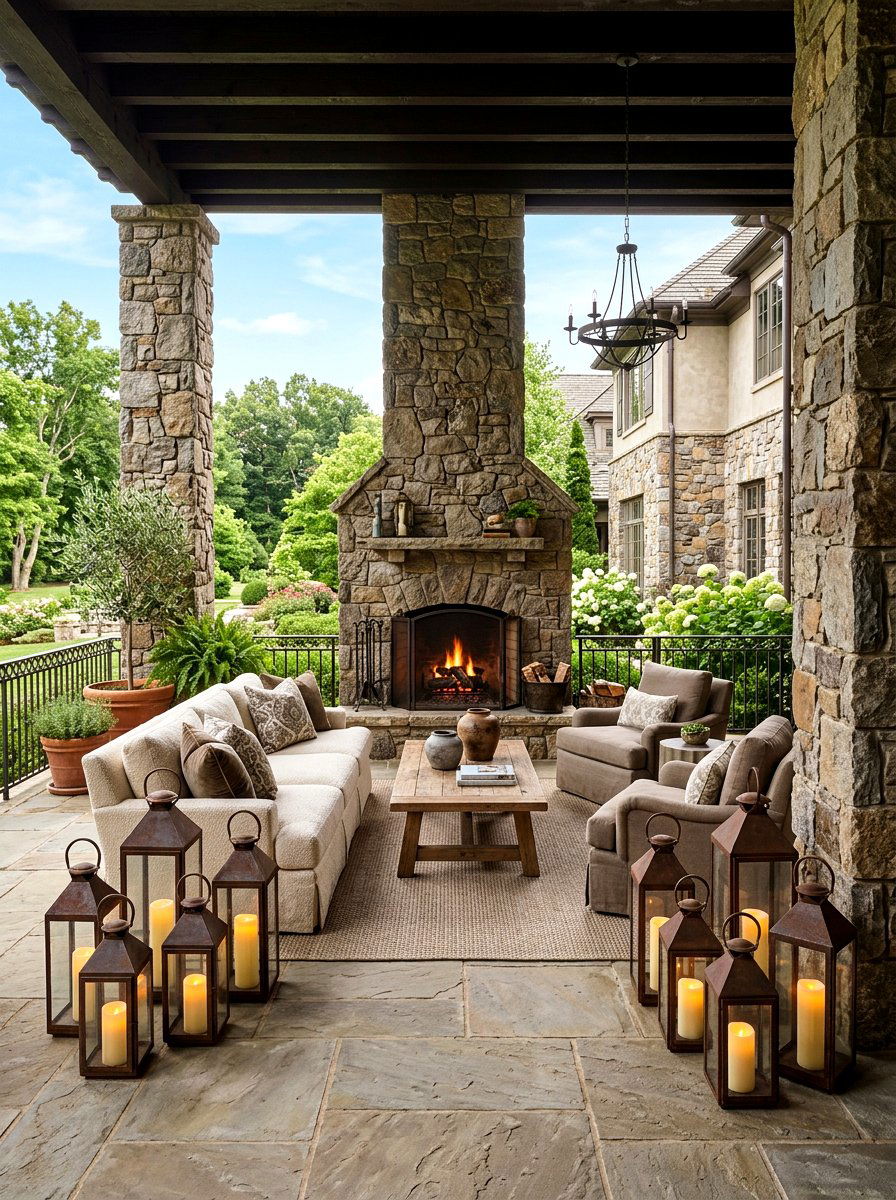 Oversized pillar lanterns - 30 lantern patio cluster ideas