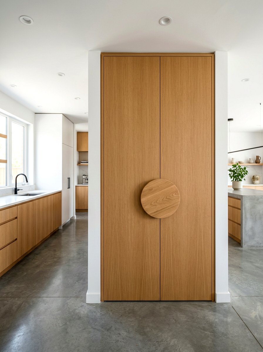 Oversized round wood knob - 30 wood knob kitchen ideas