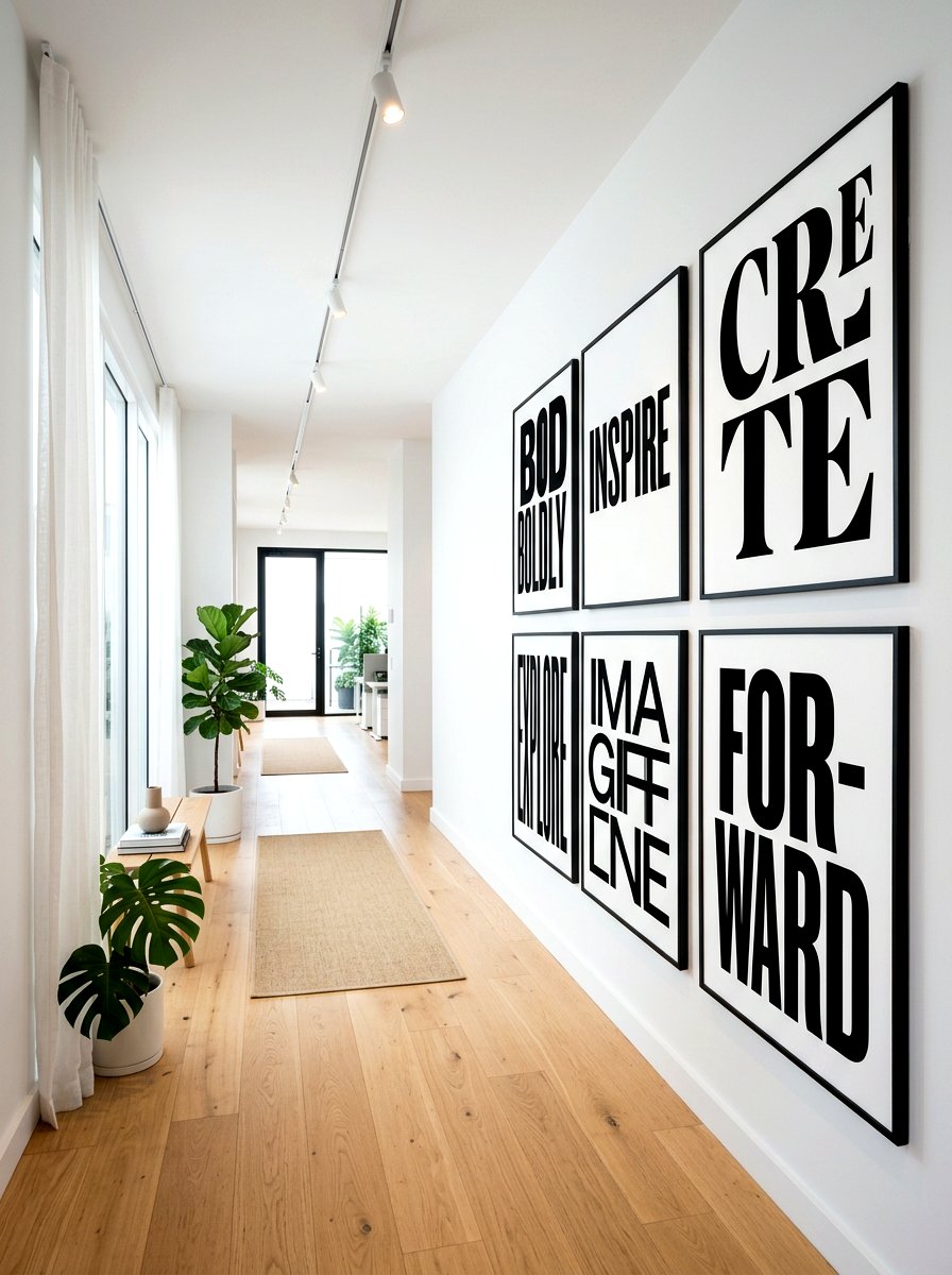 Oversized typography art prints - 30 hallway gallery wall ideas