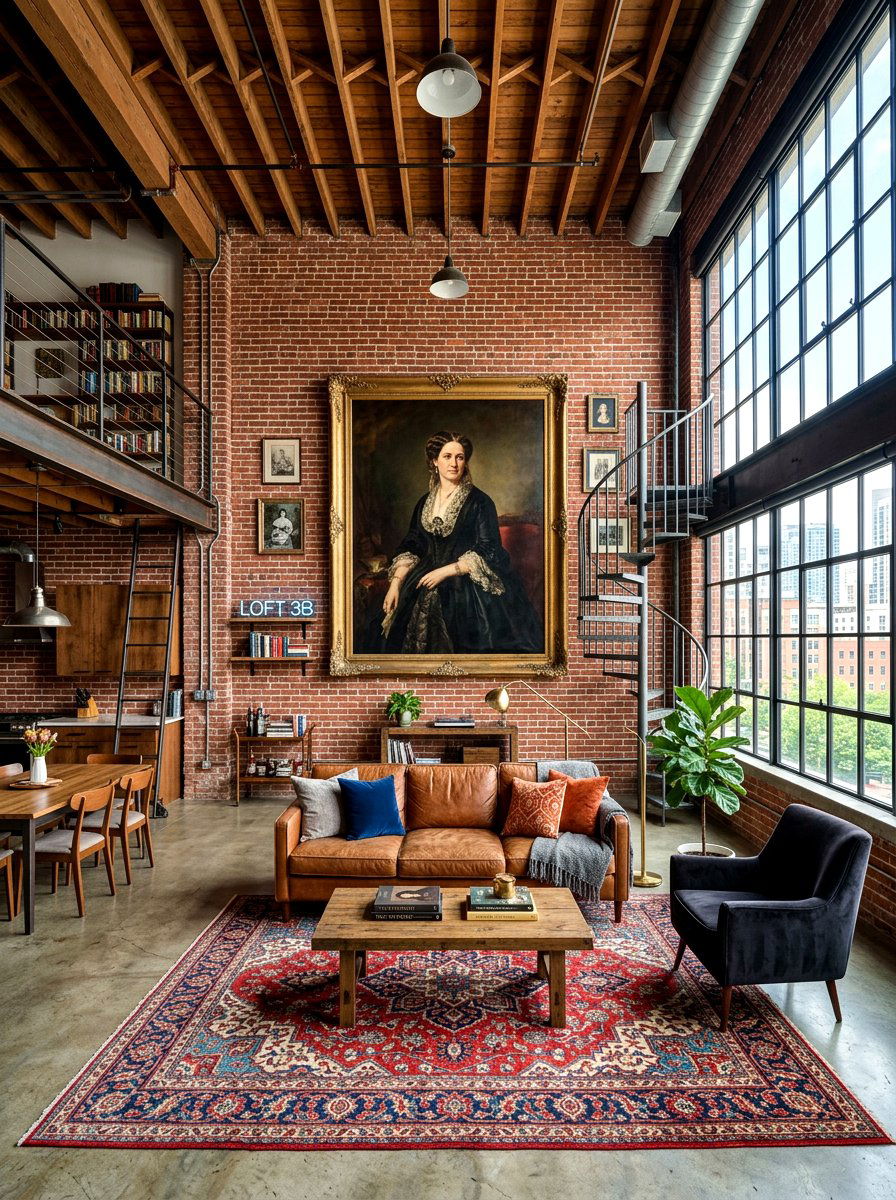 Oversized vintage portrait focal point - 30 vintage portrait wall ideas