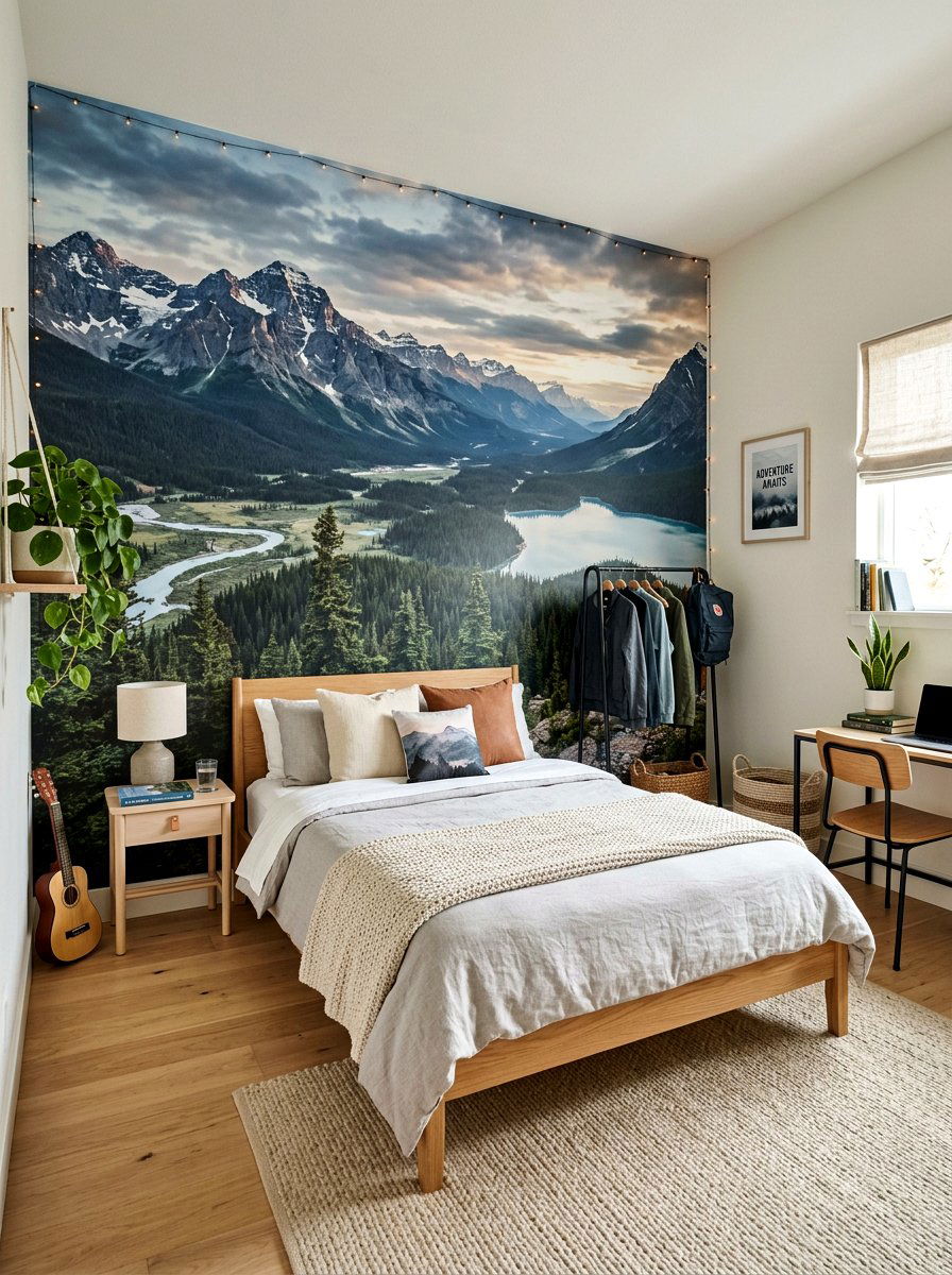 Oversized wall mural - 30 teen hangout room ideas