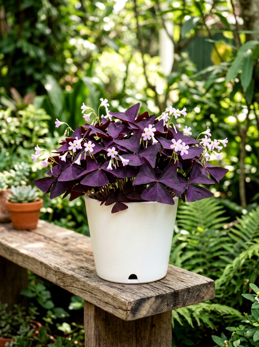 Oxalis Purple Planter - 30 shade container garden ideas