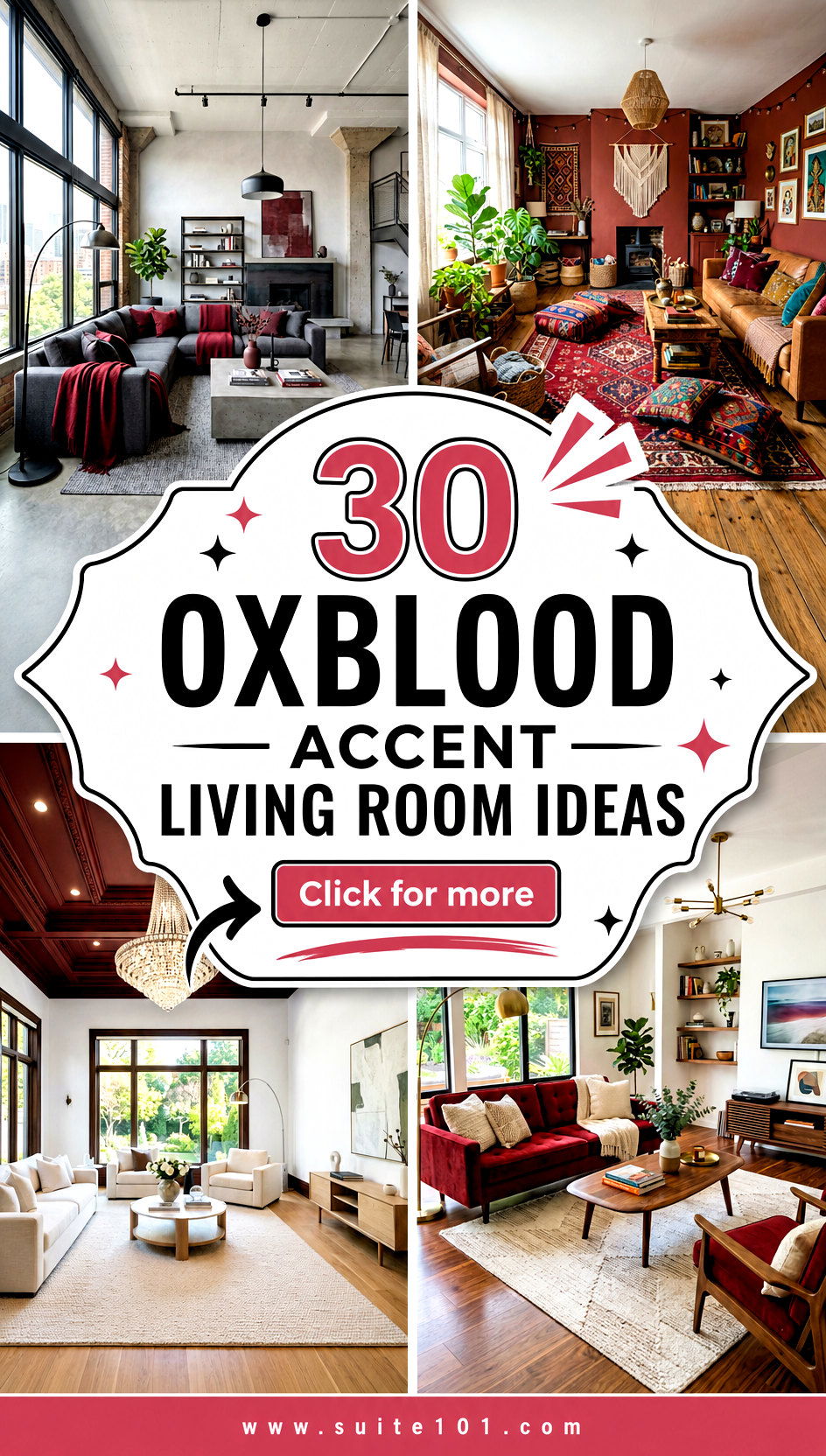 Oxblood Accent Living Room Ideas 30 Bold Color Makeovers - Oxblood Accent Living Room Ideas: 30 Bold Color Makeovers