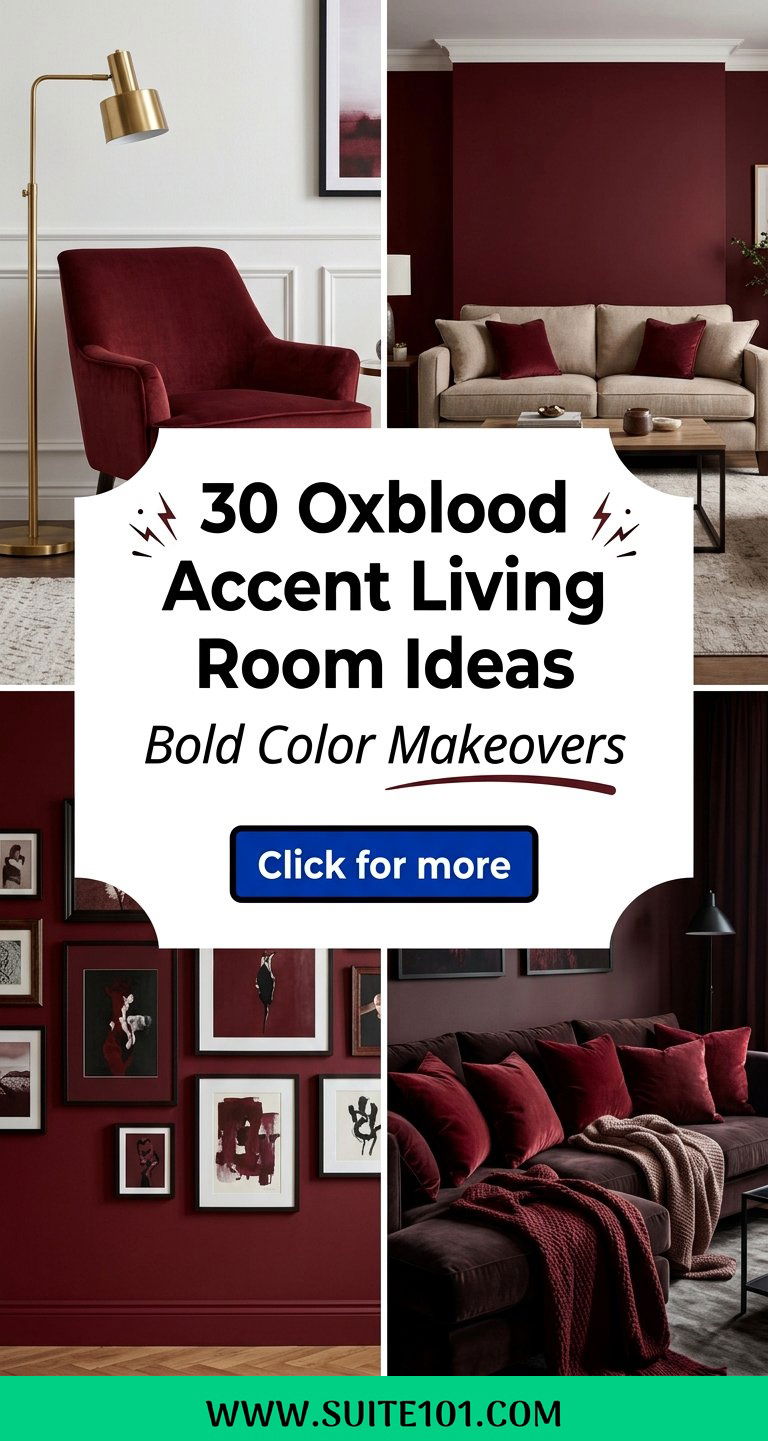 Oxblood Accent Living Room Ideas 30 Bold Color Makeovers - Oxblood Accent Living Room Ideas: 30 Bold Color Makeovers