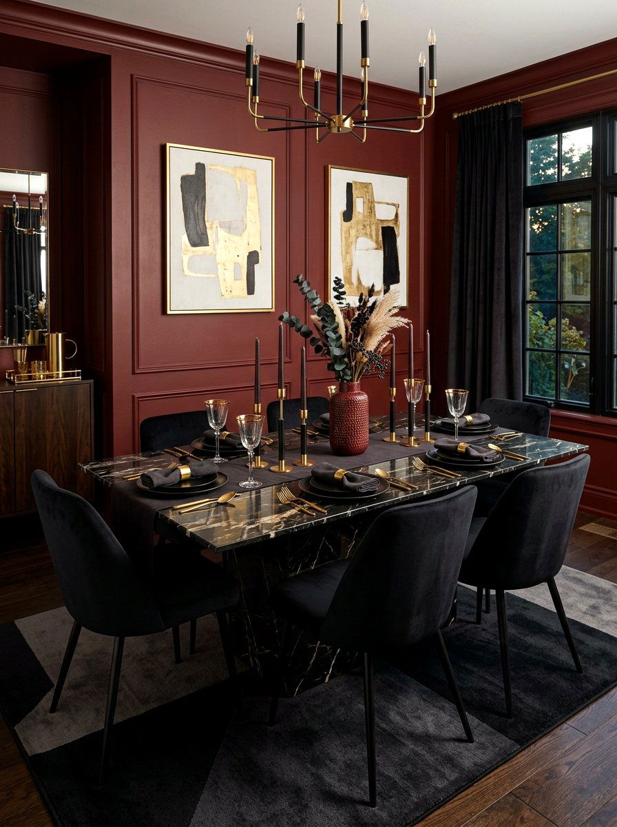 Oxblood And Black Dining Room - 30 oxblood fall dining room ideas