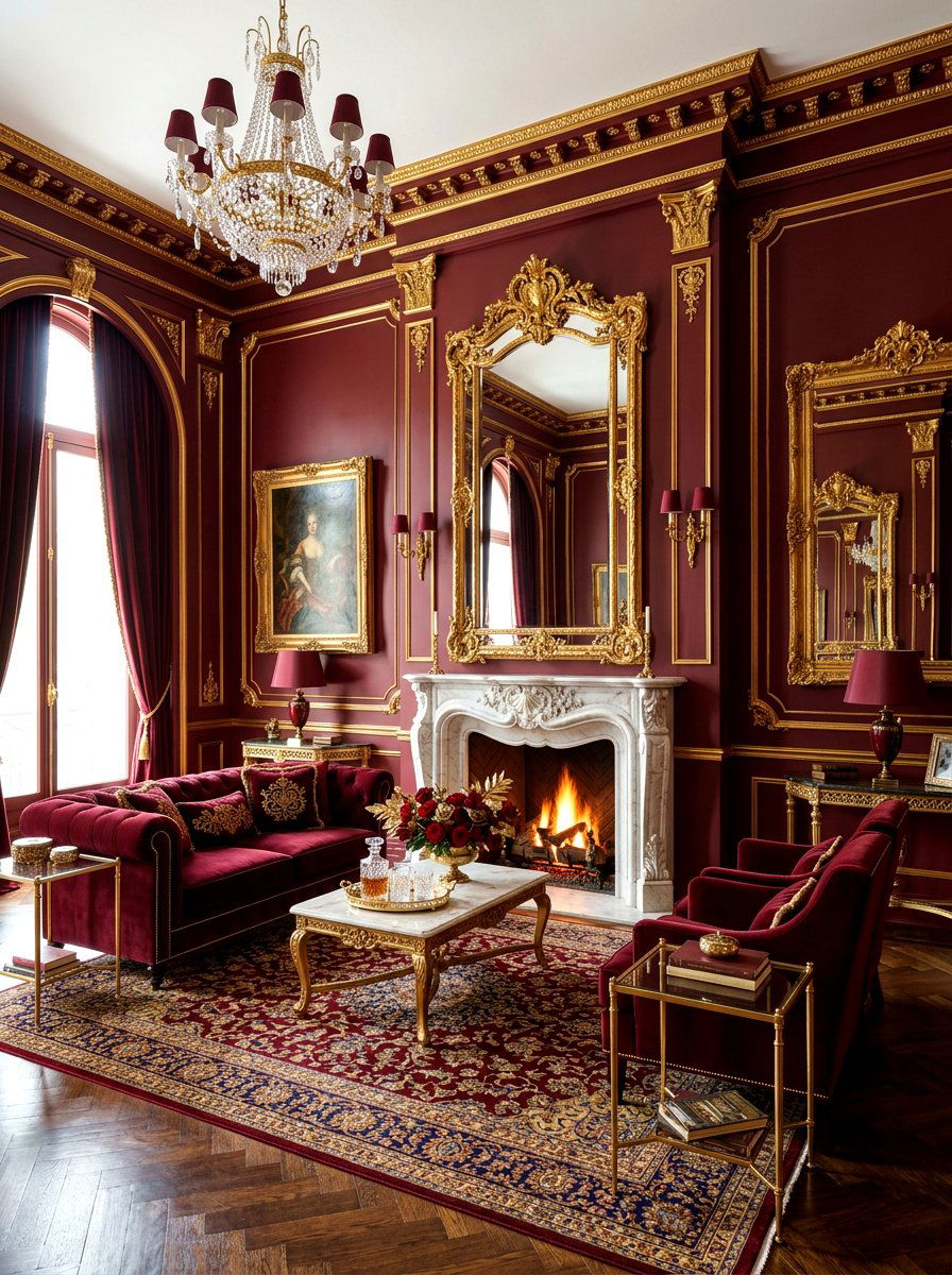 Oxblood And Gold Decor - 30 oxblood living room ideas