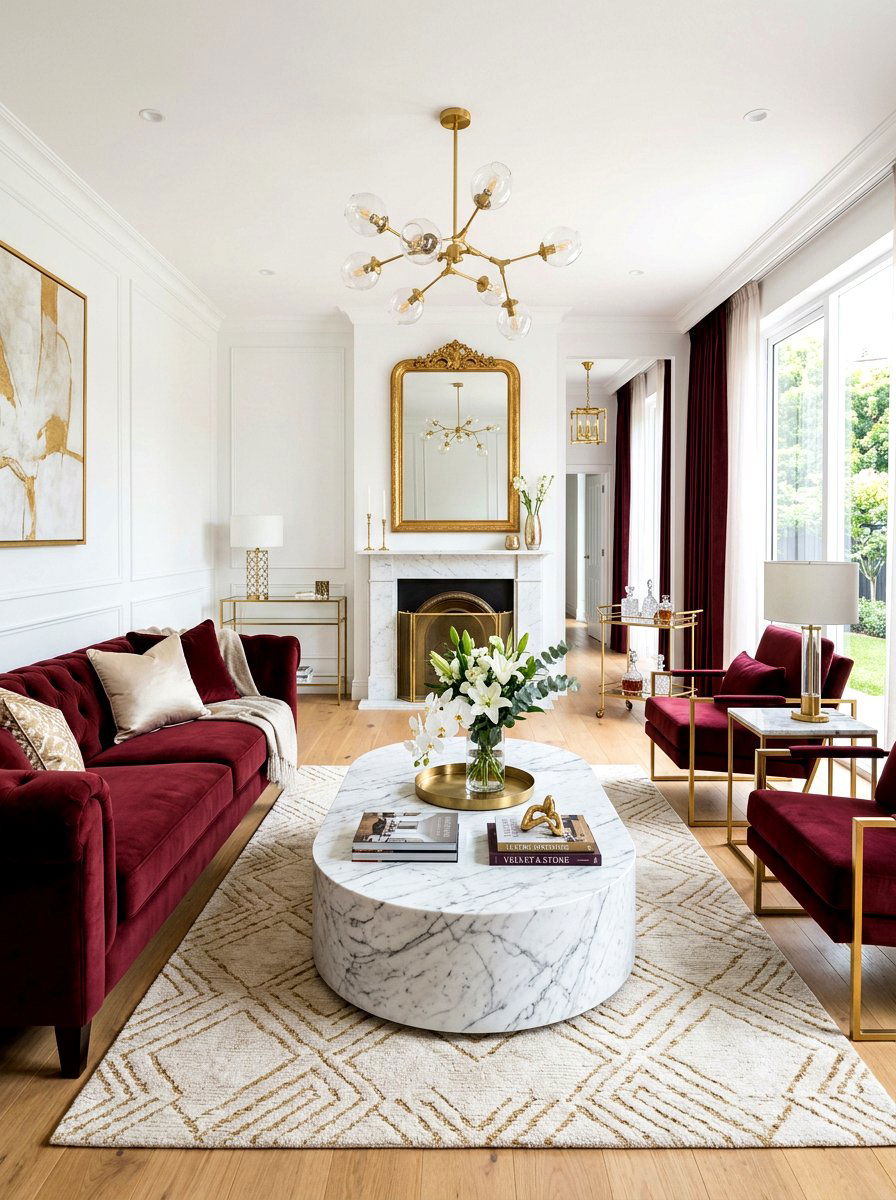 Oxblood And Marble Living Room - 30 oxblood living room ideas
