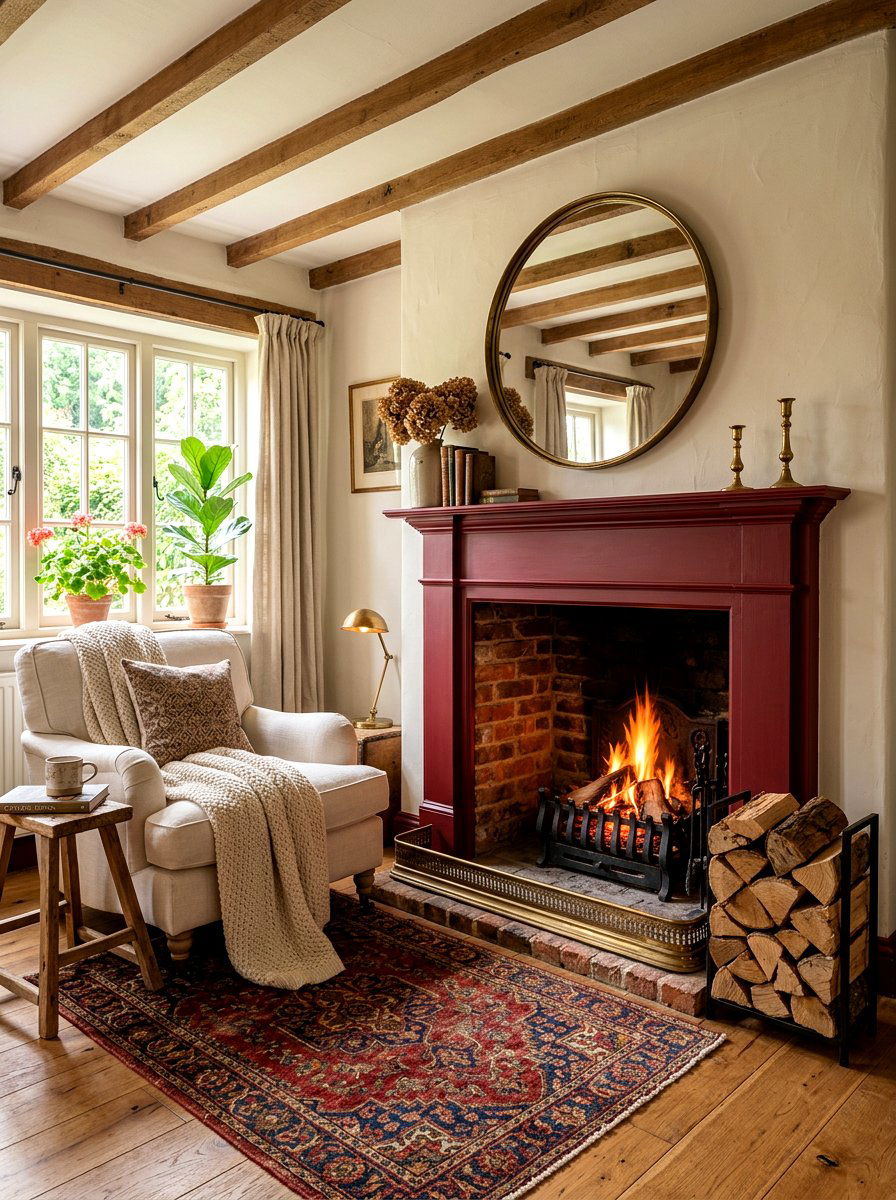 Oxblood Fireplace - 30 oxblood living room ideas