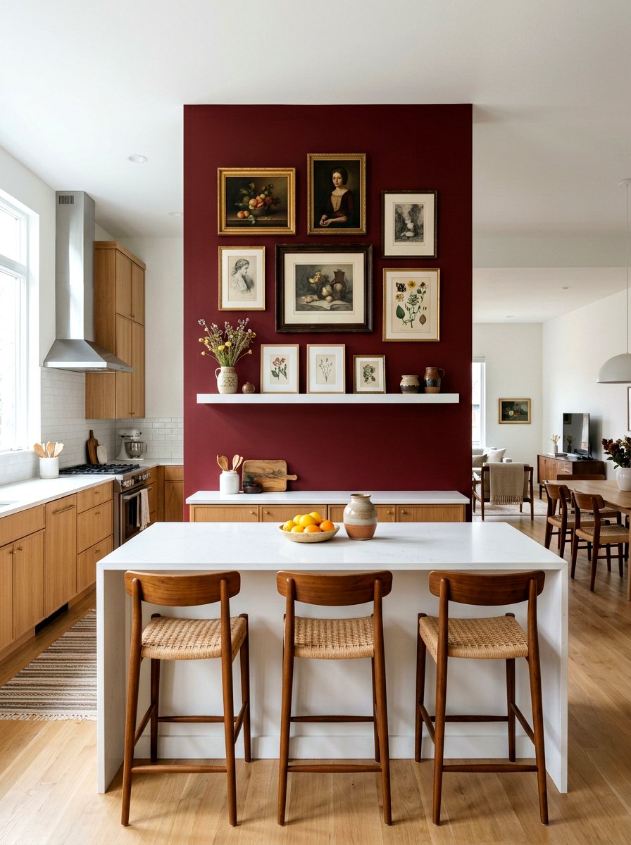 Oxblood Kitchen Accent Wall - 30 oxblood kitchen ideas