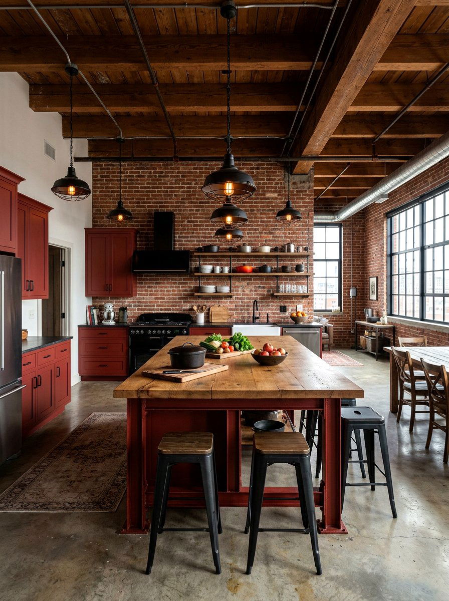 Oxblood Kitchen Industrial Style - 30 oxblood kitchen ideas