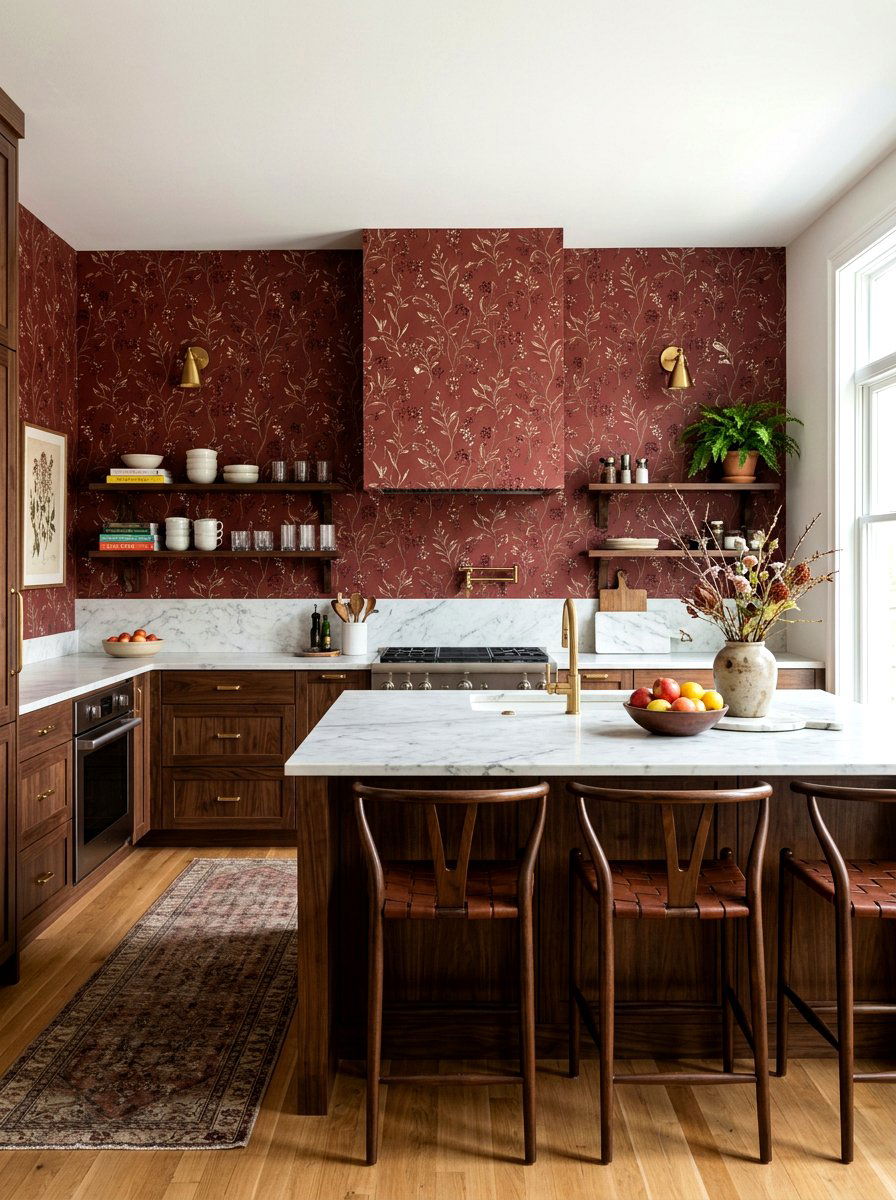 Oxblood Kitchen Wallpaper - 30 oxblood kitchen ideas
