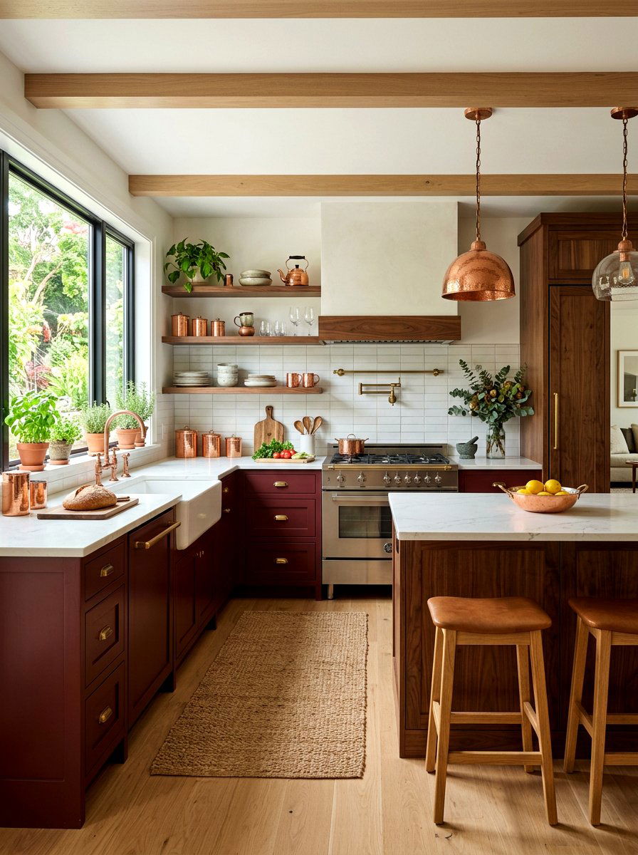 Oxblood Kitchen Wood Accents - 30 oxblood kitchen ideas