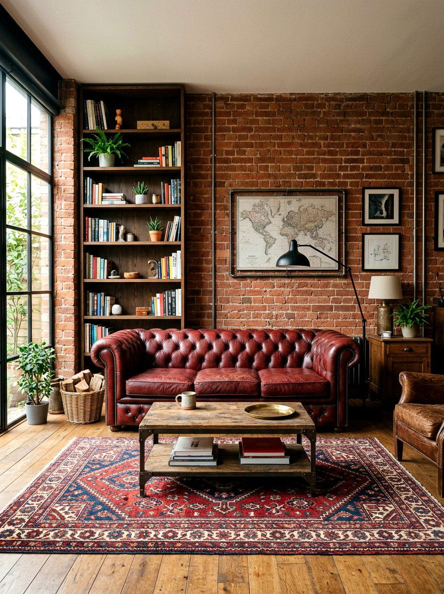 Oxblood Leather Couch - 30 oxblood living room ideas