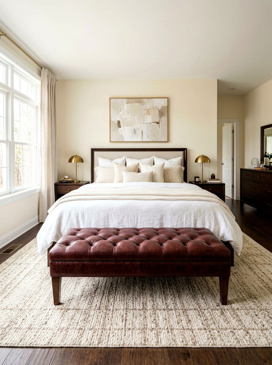 Oxblood bench - 30 oxblood bedroom accents ideas