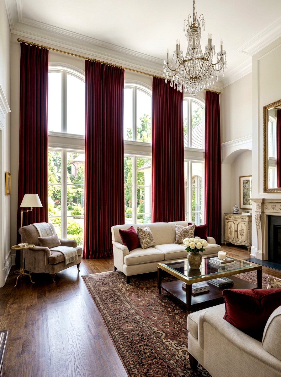 Oxblood curtains living room - 30 oxblood accent living room ideas