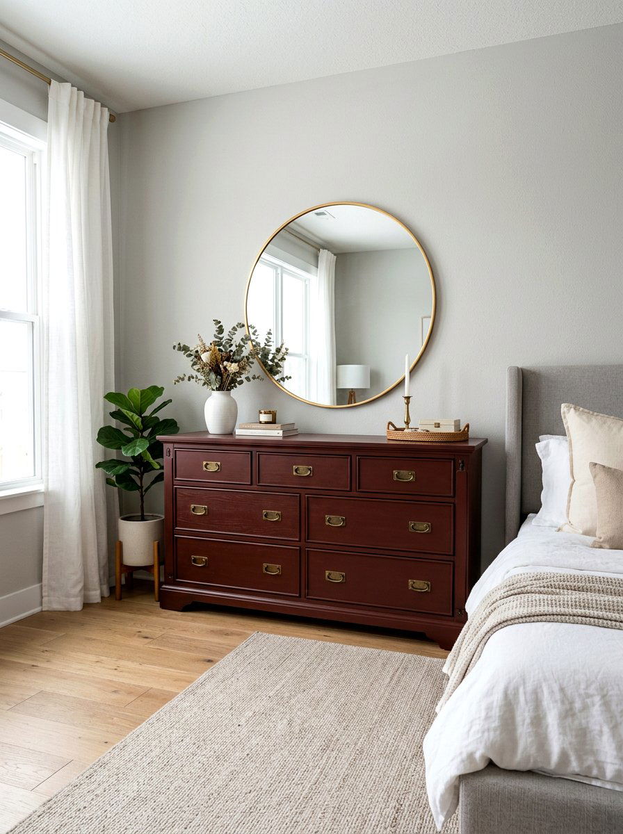 Oxblood dresser - 30 oxblood bedroom accents ideas