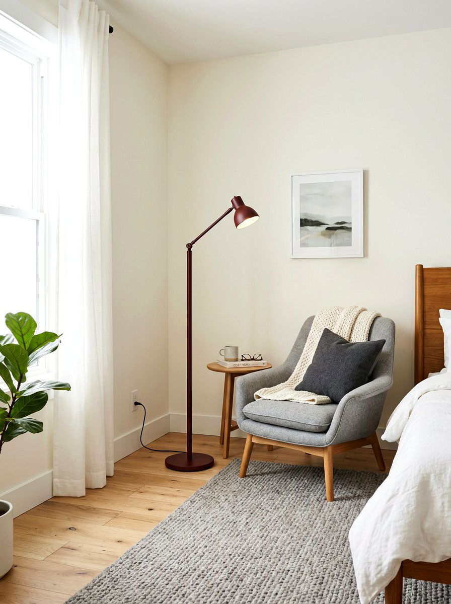 Oxblood floor lamp - 30 oxblood bedroom accents ideas