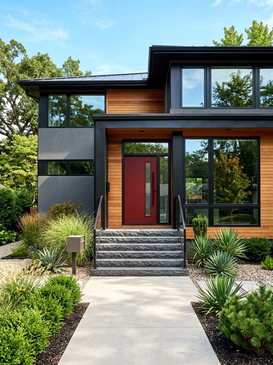 Oxblood front door black trim - 30 oxblood front door ideas