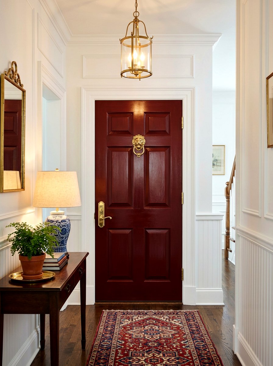 Oxblood front door brass hardware - 30 oxblood front door ideas