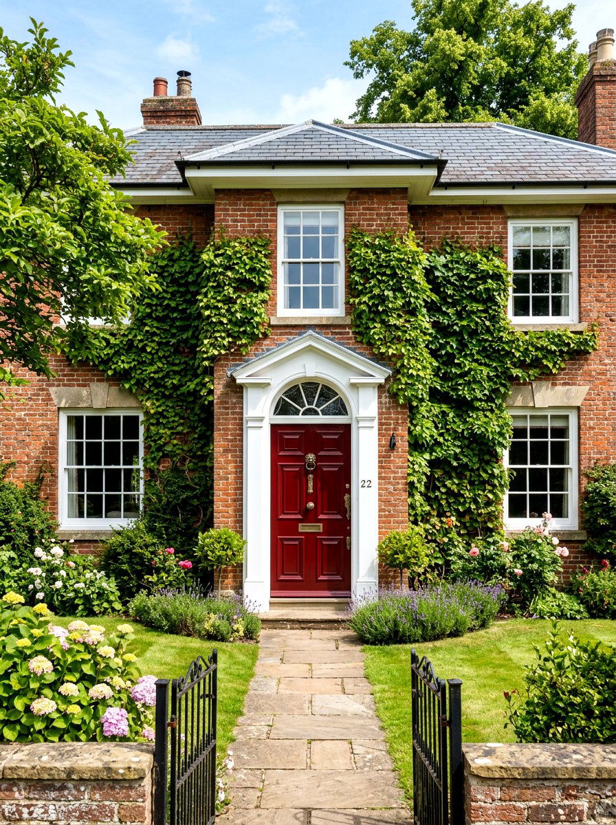 Oxblood front door brick house - 30 oxblood front door ideas