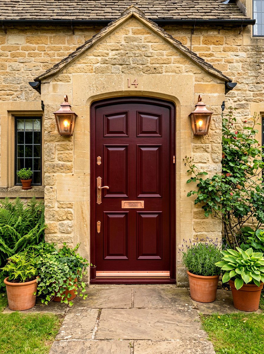 Oxblood front door copper hardware - 30 oxblood front door ideas
