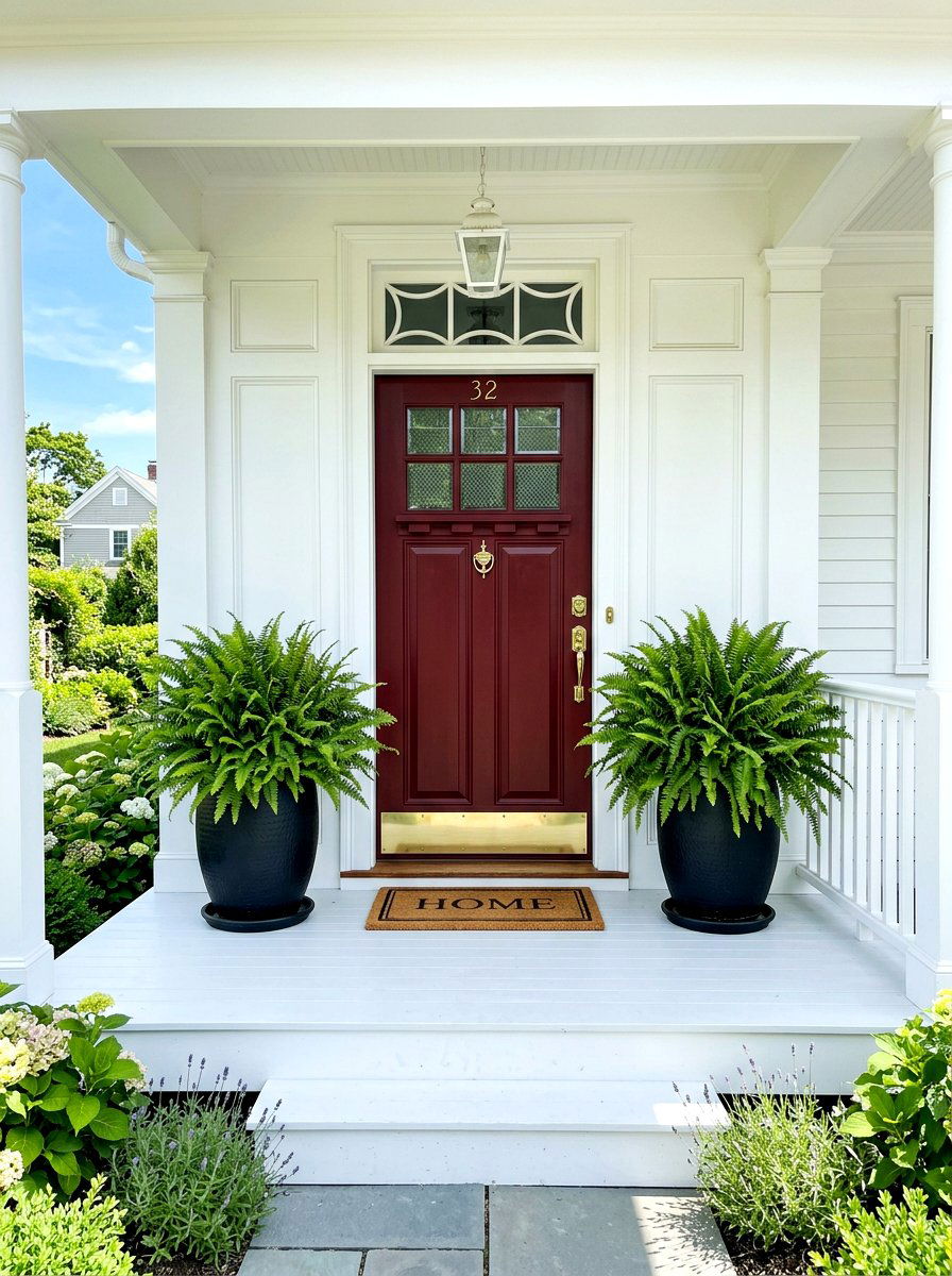 Oxblood front door green plants - 30 oxblood front door ideas