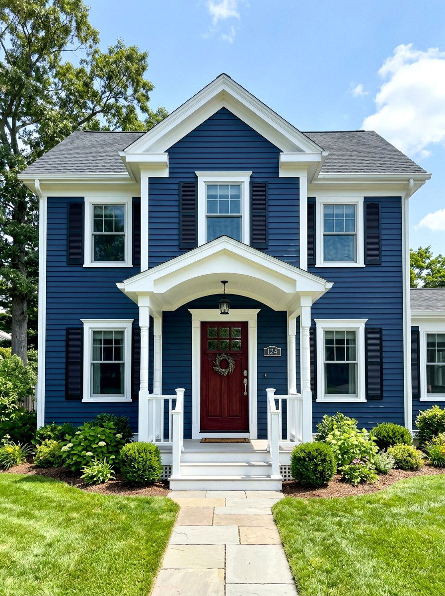 Oxblood front door navy house - 30 oxblood front door ideas