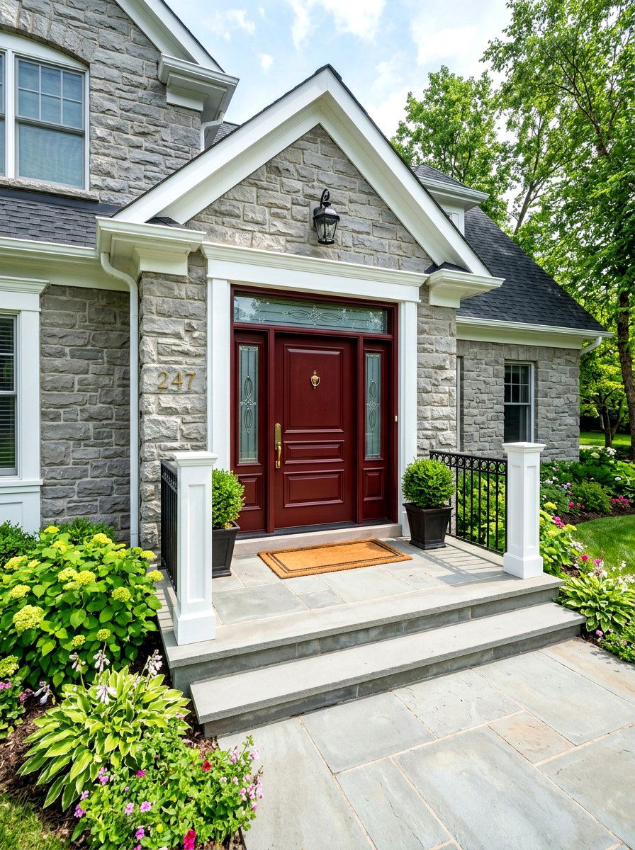 Oxblood front door sidelights - 30 oxblood front door ideas