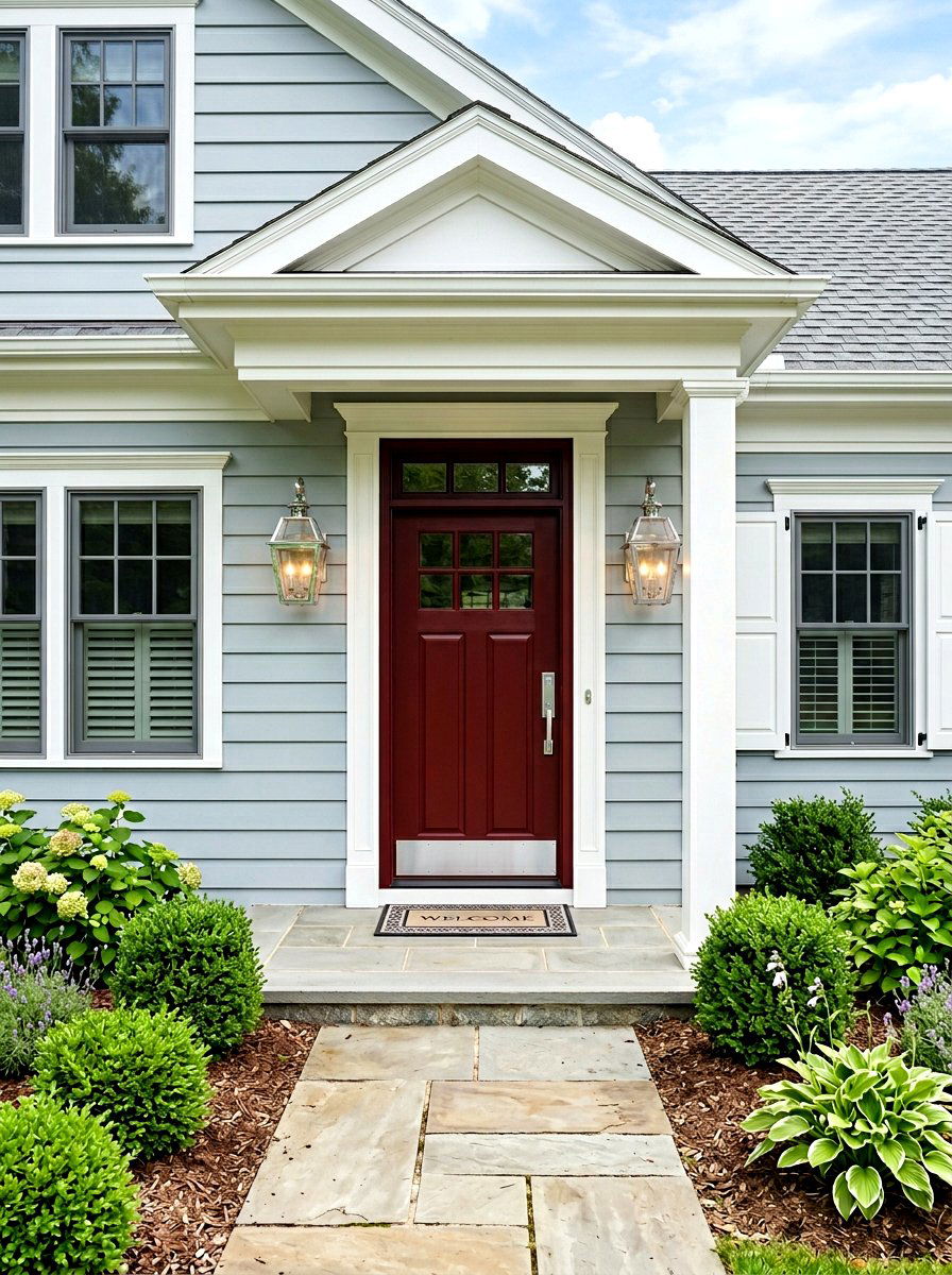 Oxblood front door silver hardware - 30 oxblood front door ideas