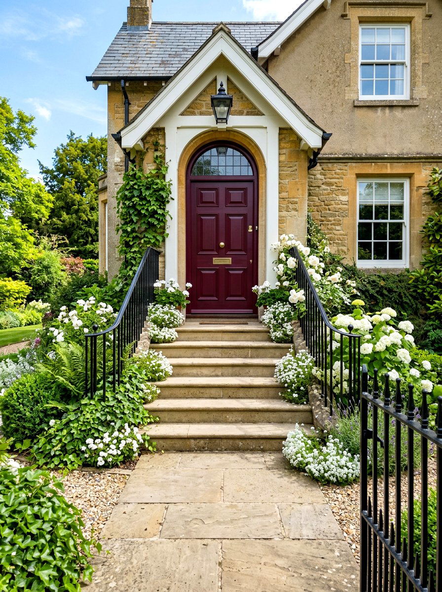 Oxblood front door steps - 30 oxblood front door ideas