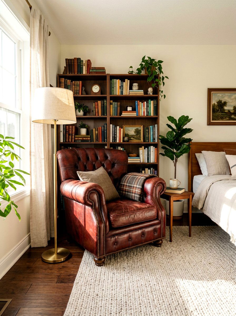 Oxblood leather chair - 30 oxblood bedroom accents ideas
