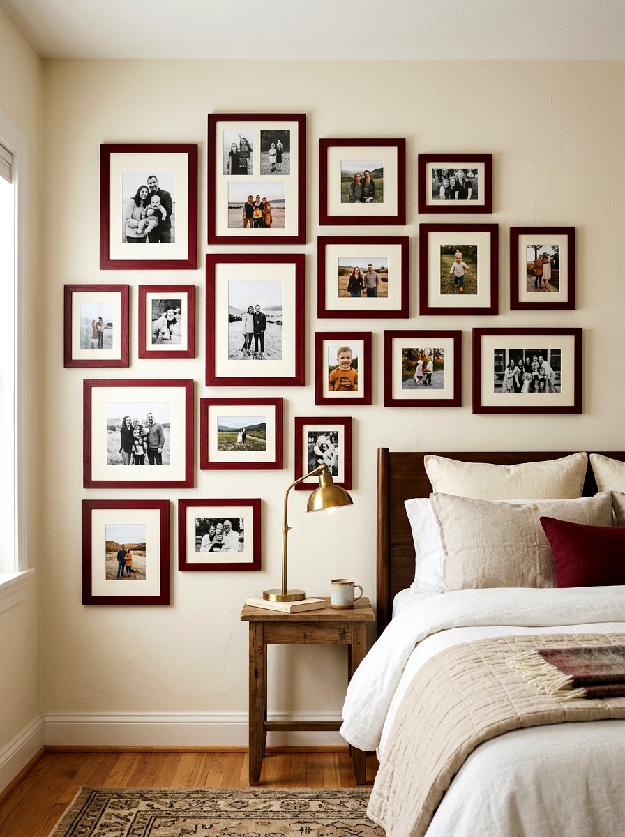 Oxblood picture frames - 30 oxblood bedroom accents ideas