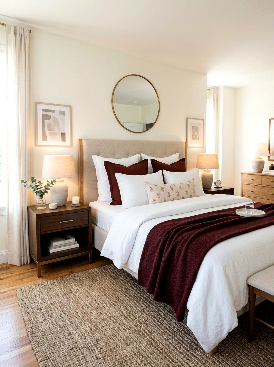 Oxblood pillow shams - 30 oxblood bedroom accents ideas
