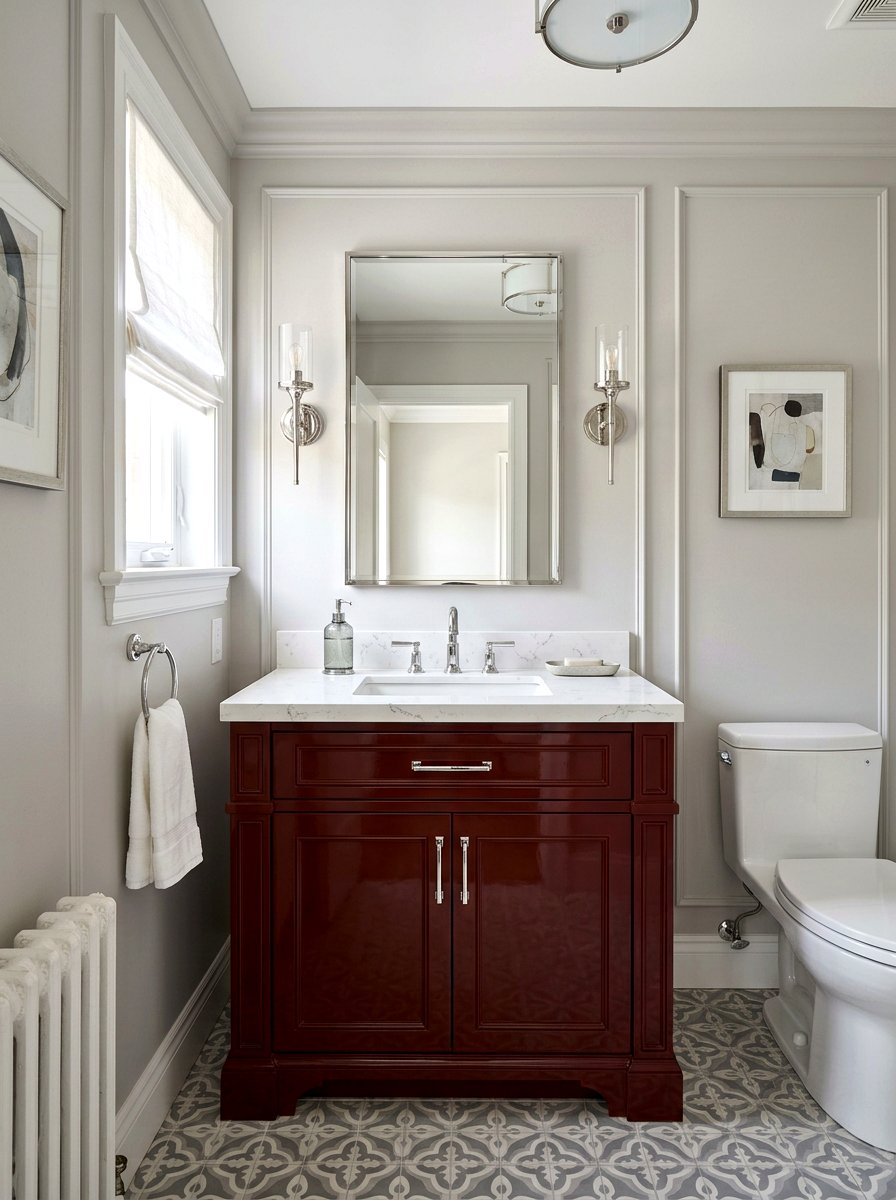 Oxblood powder room vanity - 30 oxblood powder room ideas