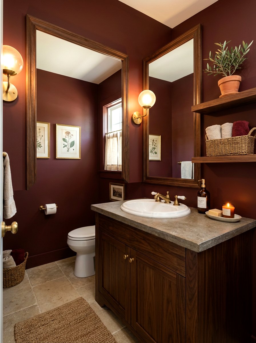 Oxblood powder room wood - 30 oxblood powder room ideas