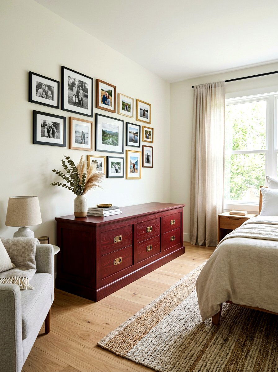 Oxblood storage chest - 30 oxblood bedroom accents ideas