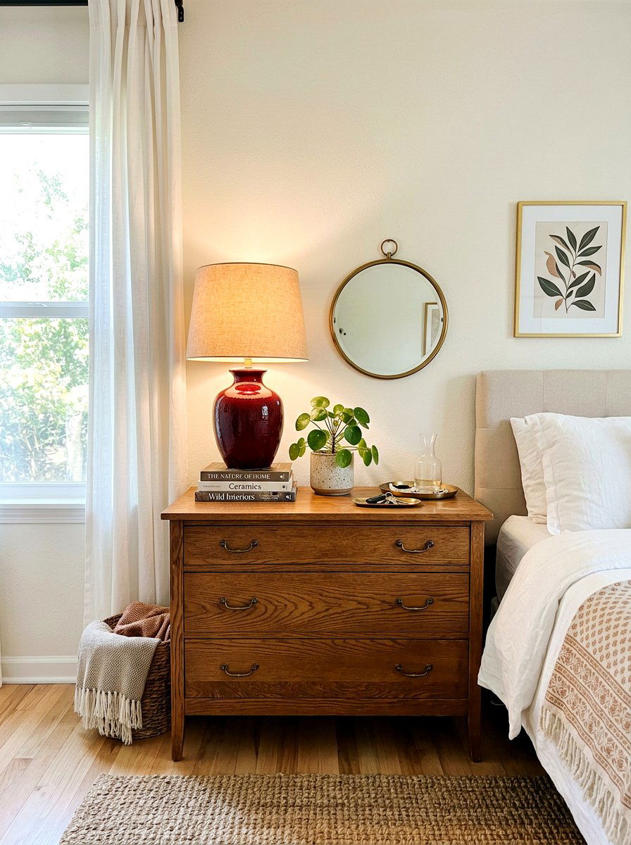 Oxblood table lamp - 30 oxblood bedroom accents ideas