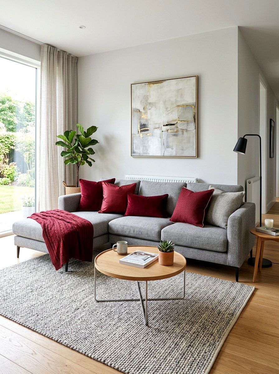Oxblood throw pillows living room - 30 oxblood accent living room ideas