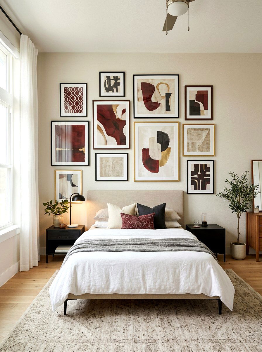 Oxblood wall art - 30 oxblood bedroom accents ideas