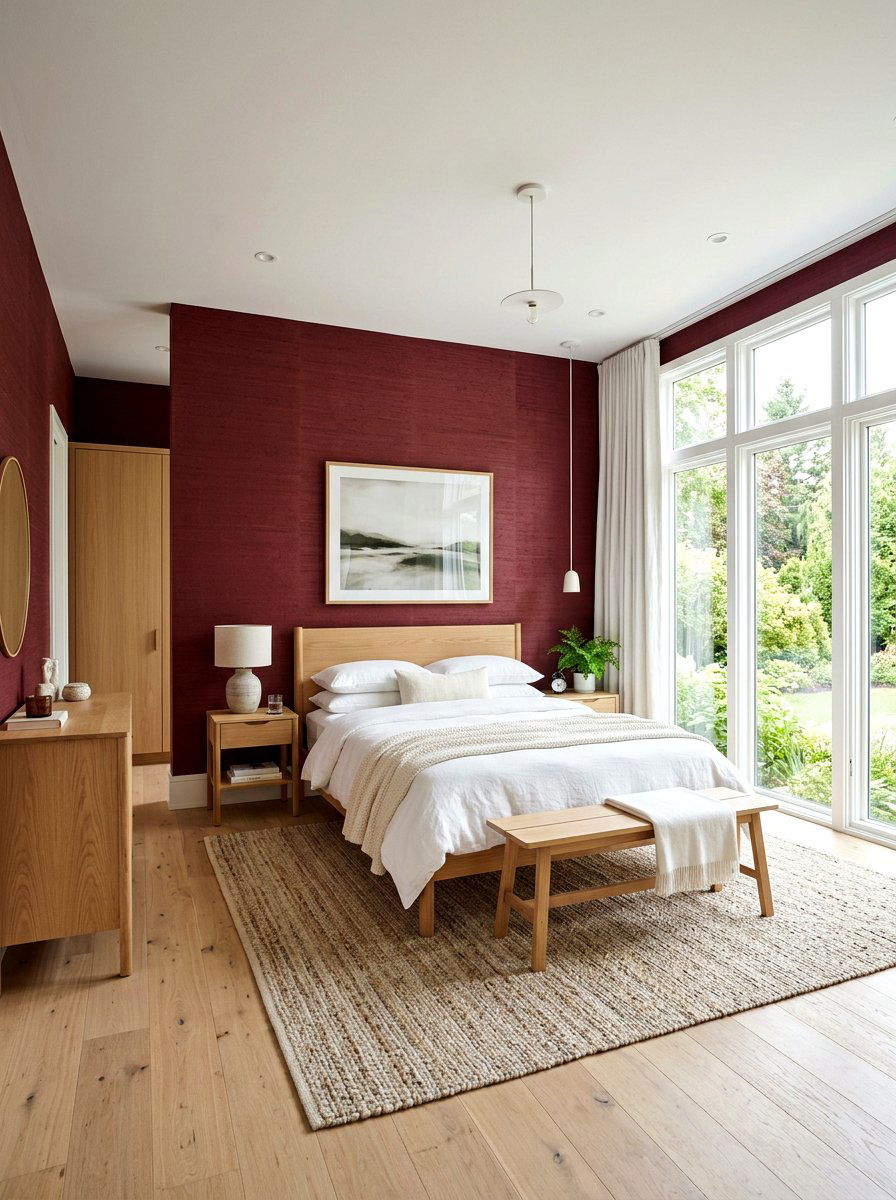 Oxblood wallpaper - 30 oxblood bedroom accents ideas