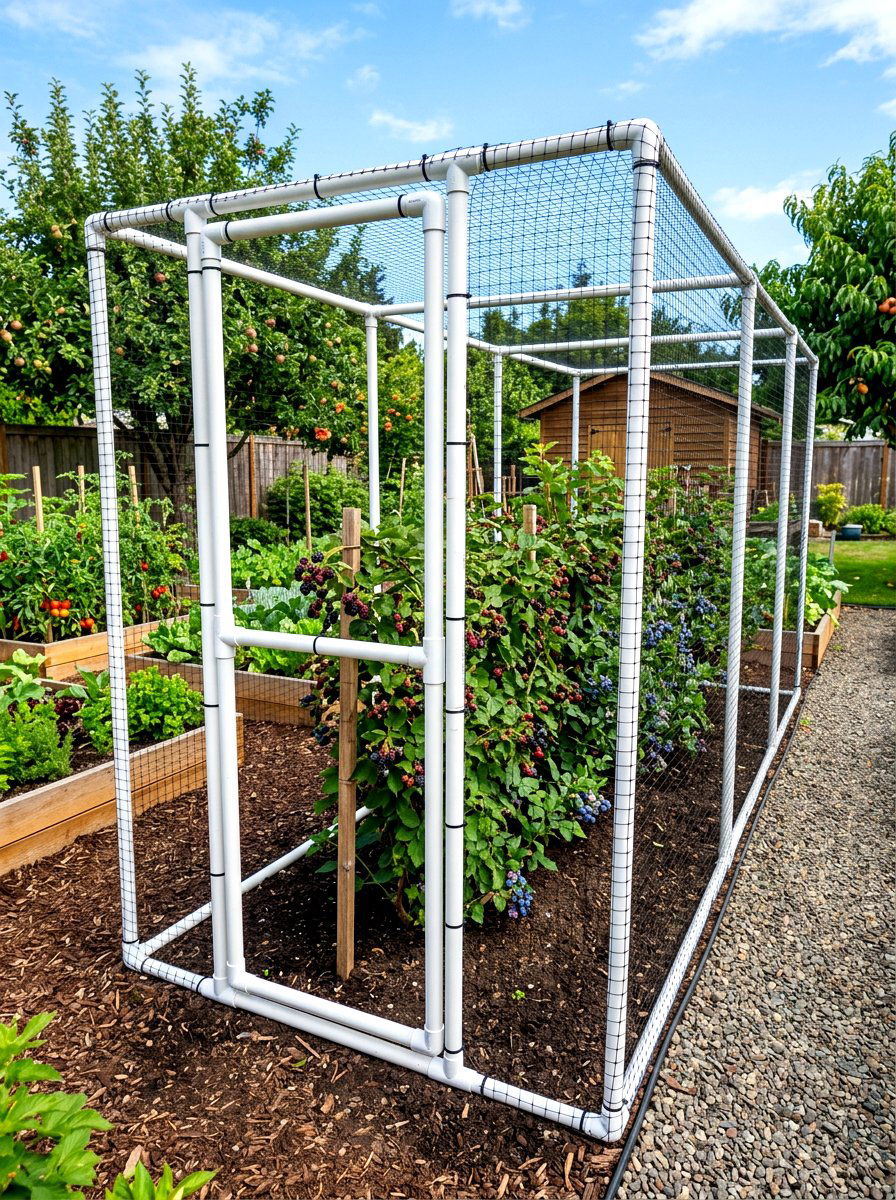 PVC Framed Bird Netting - 30 raised bed cover ideas