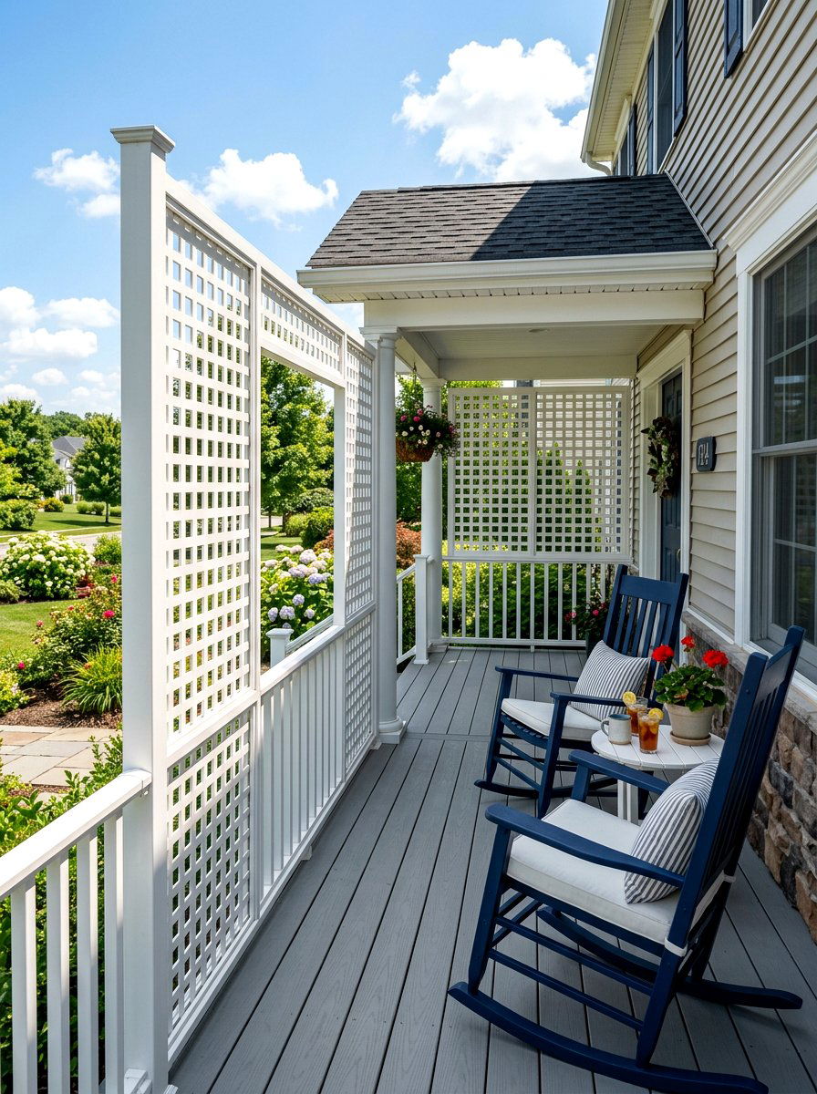 PVC Lattice Privacy Panels - 30 porch privacy screen ideas