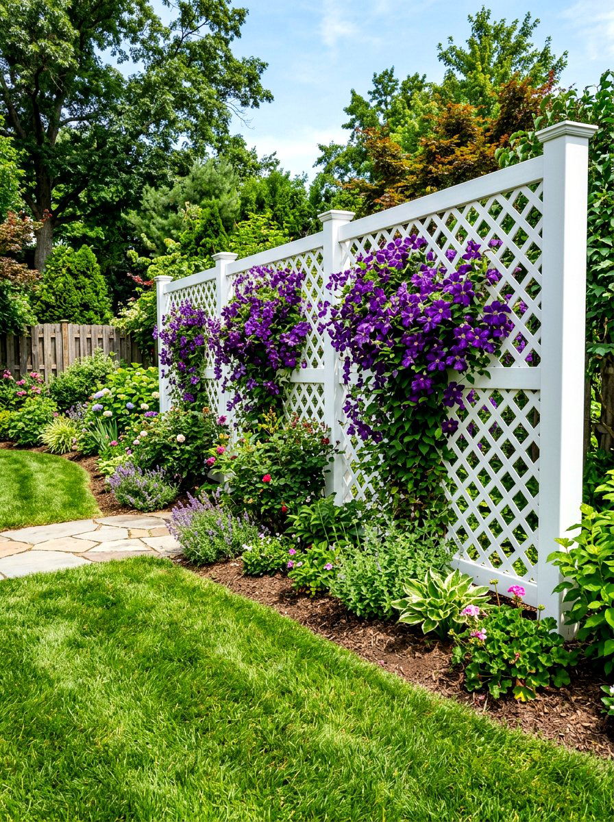 PVC Lattice Screen - 30 freestanding privacy panel ideas