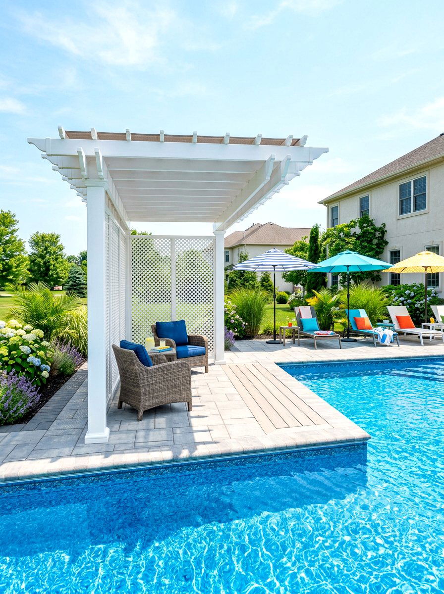 PVC Lattice Wall - 30 pergola privacy wall ideas