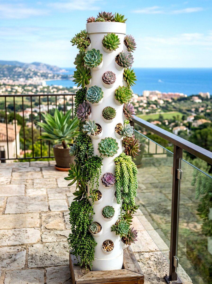 PVC Pipe Succulent Garden - 30 vertical succulent garden ideas
