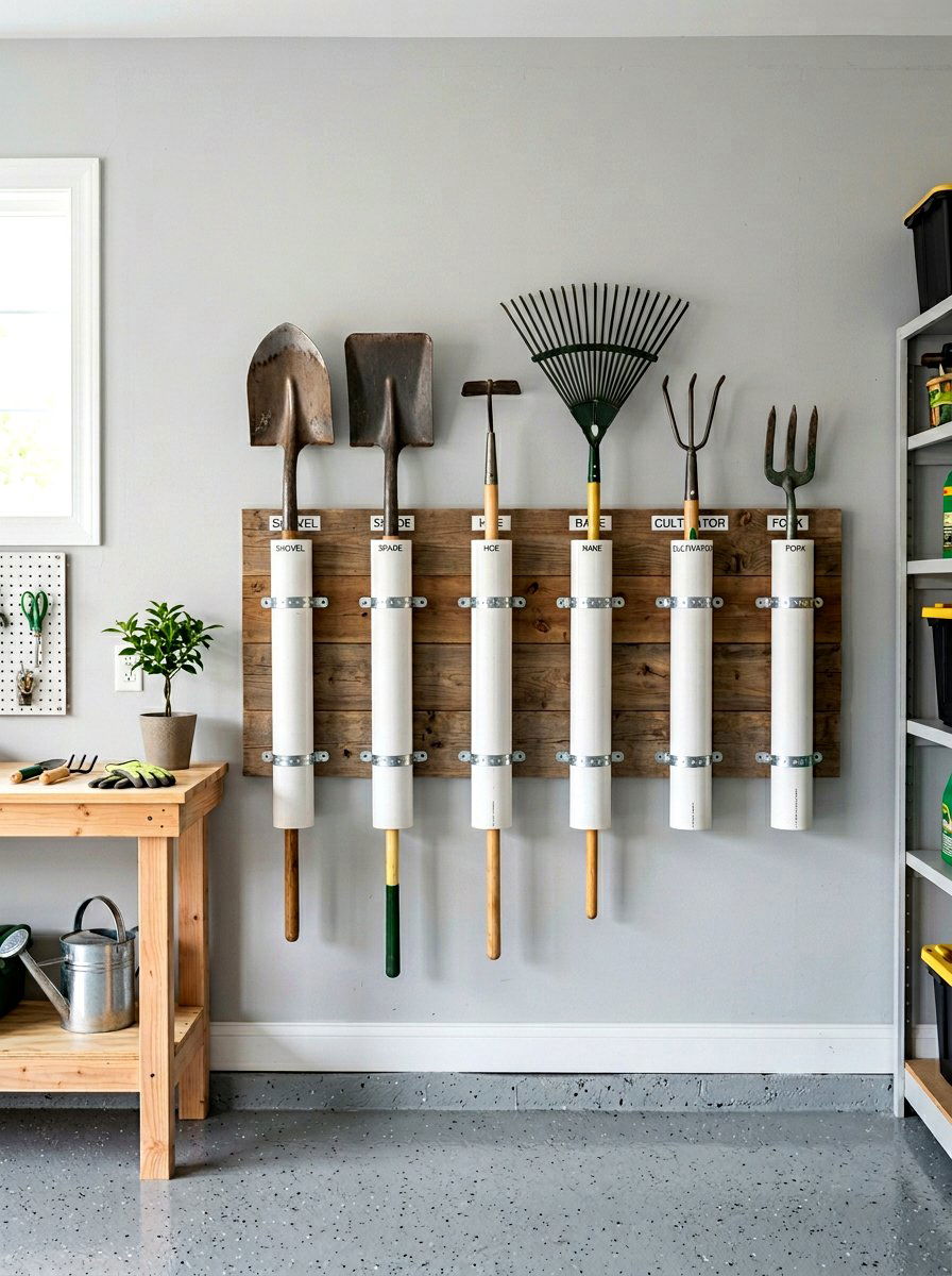 PVC Pipe Tool Holders - 30 garage storage ideas