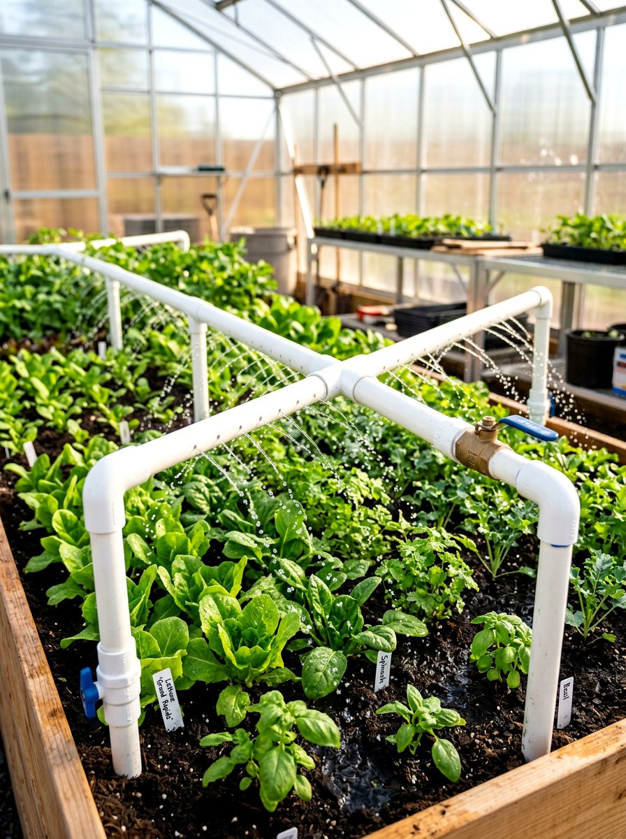 PVC Pipe Watering - 30 greenhouse watering ideas
