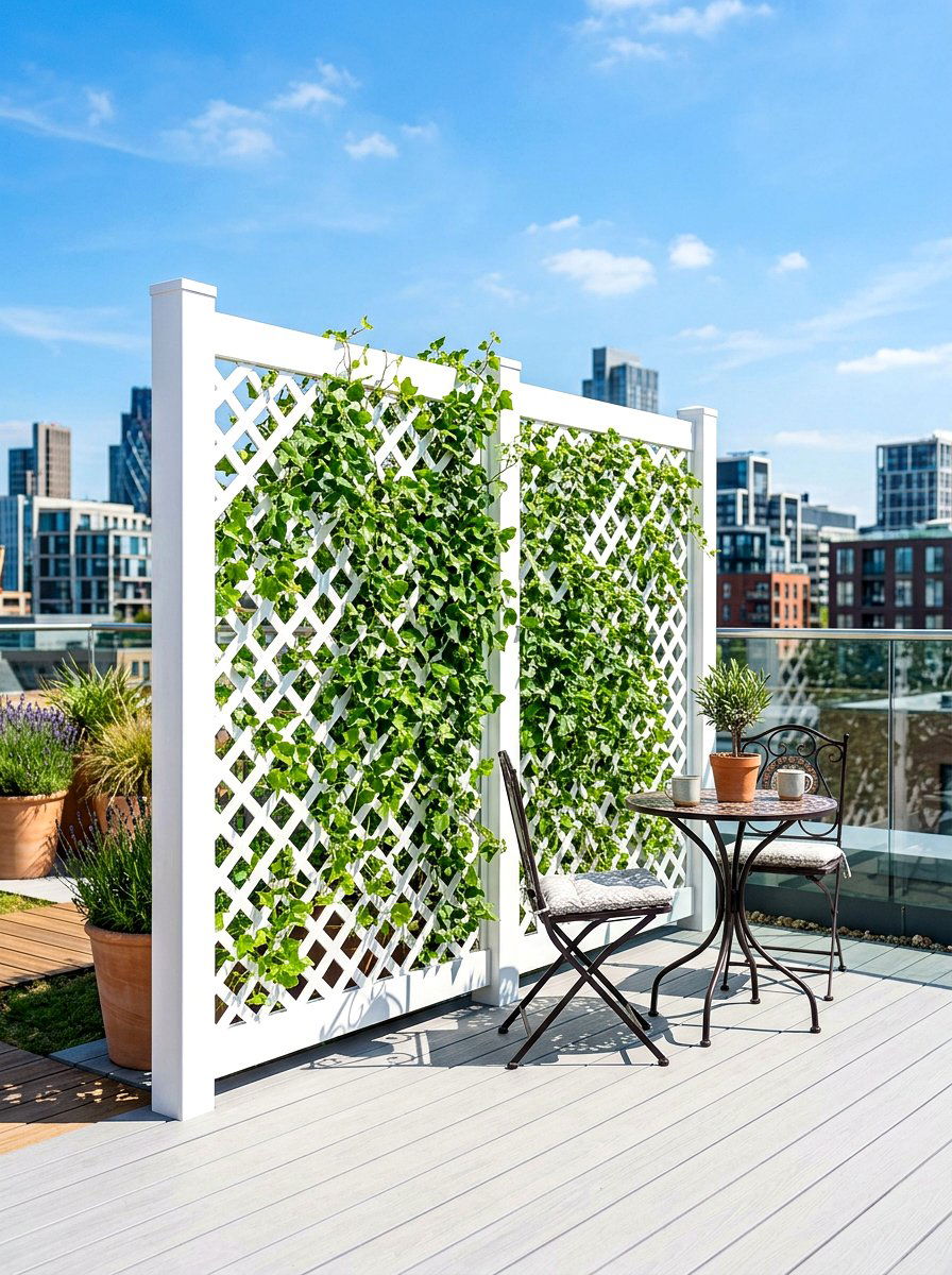 PVC Privacy Lattice - 30 rooftop privacy screen ideas