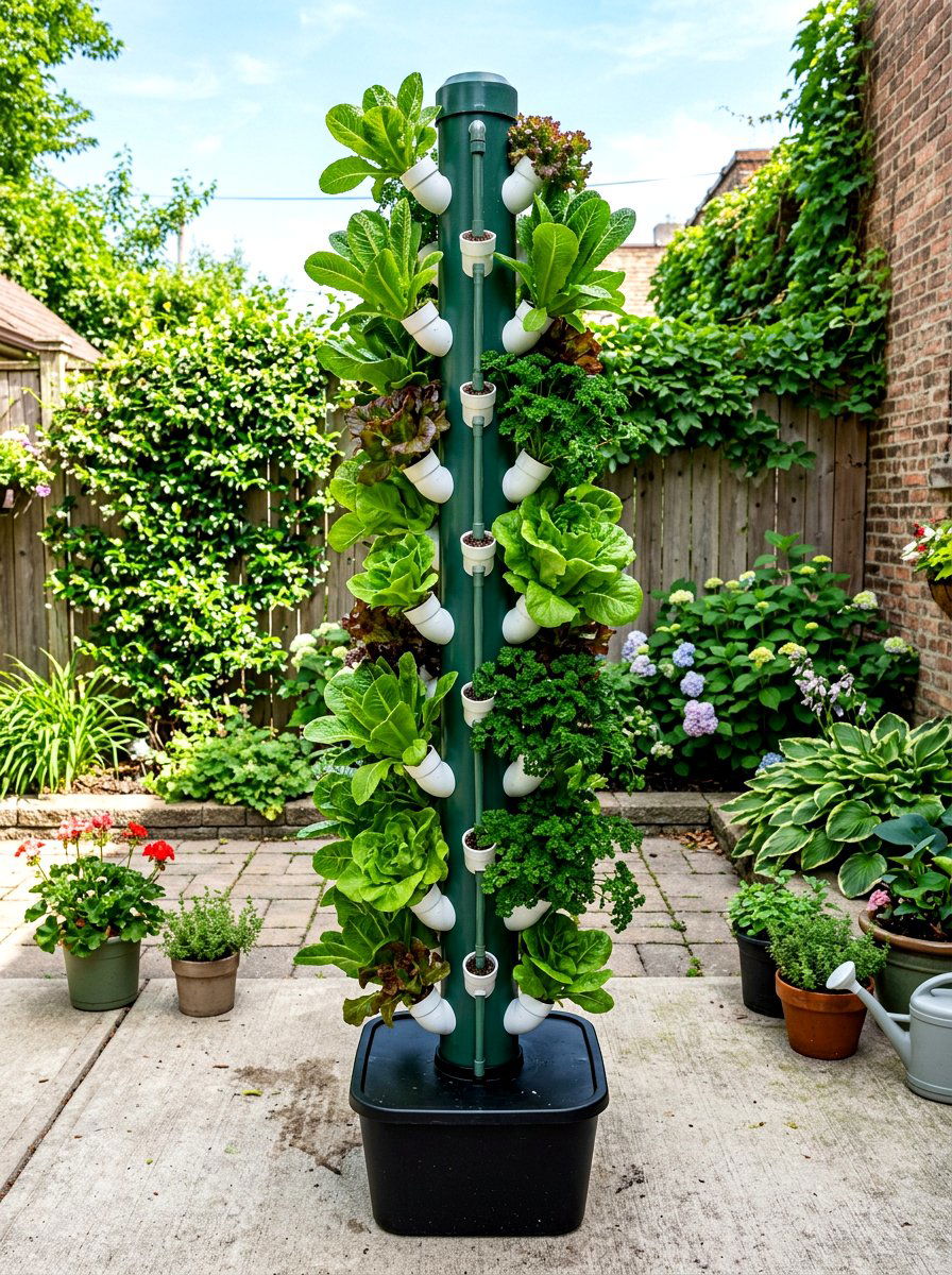PVC Tower Garden - 30 vertical vegetable garden ideas